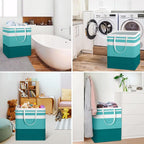 HomeHacks 2 Pack Large Laundry Baskets, Laundry Hampers Bags (Green 100Lx2) | Waterproof, Freestanding, Collapsible Clothes Hamper with Reinforced Handles in Laundry Room, Dorm, Bathroom, Bedroom - Image 6