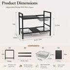 Expandable Under Sink Organizer, 2 Tier Under Sink Shelf, Height Adjustment, Under Sink Shelves with 3 Removable Baskets and 3 Removable Panels for Bathroom Kitchen Pantry Cabit black 21.65in - Image 2