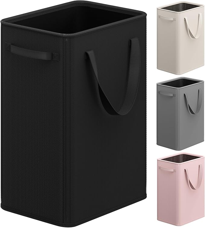 Optish 90L Slim Laundry Hamper, Large Laundry Basket With Handles, Black Narrow Laundry Basket for Dorm, Bedroom, Living Room, Collapsible Laundry Hamper by Optish