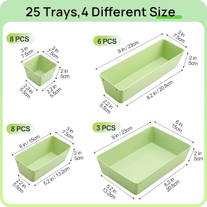 Vtopmart 25 Pack Plastic Drawer Organizers with Non-slip Rubber Pads - Image 2