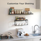 Amada Bathroom Shelves with Storage Basket, Set of 3, Black - Image 5