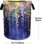 Flower Purple Laundry Basket Foldable Laundry Hamper With Handles Clothes Storage Bucket Organizer Laundry Bag For Bedroom Bathroom Laundry Storage 19.6 x 15.7 - Image 2
