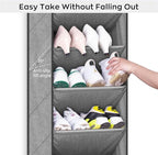SLEEPING LAMB Over The Door Shoe Organizer for Closet with Large Deep Pockets, Narrow Shoe Rack for Door Hanging Boots Storage, Grey - Image 6