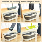 Goderewild Collapsible Plastic Bucket with Wheels 12L (3.17 Gallon) for House Cleaning, Camping, and RV - Multi-Purpose Rectangular Handy Basket for Cleaning Mop - Lightweight and Portable (Grey) - Image 5