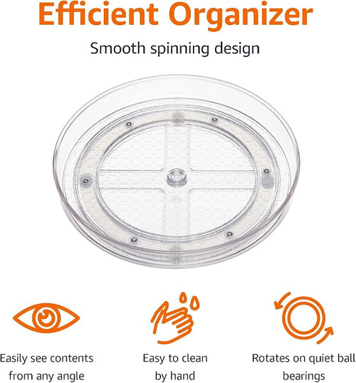 Amazon Basics Clear Rotating Lazy Susan Turntable Organizer for Condiments, 9-Inch, 2-Pack - Image 2