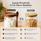 ComSaf Sugar Jars with Acacia wood Lids and Spoons 0.5Qt 2Pack, Decorative - Image 3