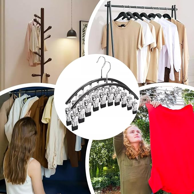 Legging Hangers for Closet Organizer, Hat Hangers for Closet 4 Pack with 10 Clips Holds 40 Leggings, Legging Hanger, Pants Storage Organizer Suitable for Socks, Panties, Underwear, Pants (4-White) - Image 6