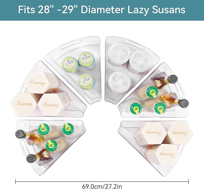 Oubonun Lazy Susan Cabinet Organizer Bins 6 Pack, 1/8 Wedge - Image 2