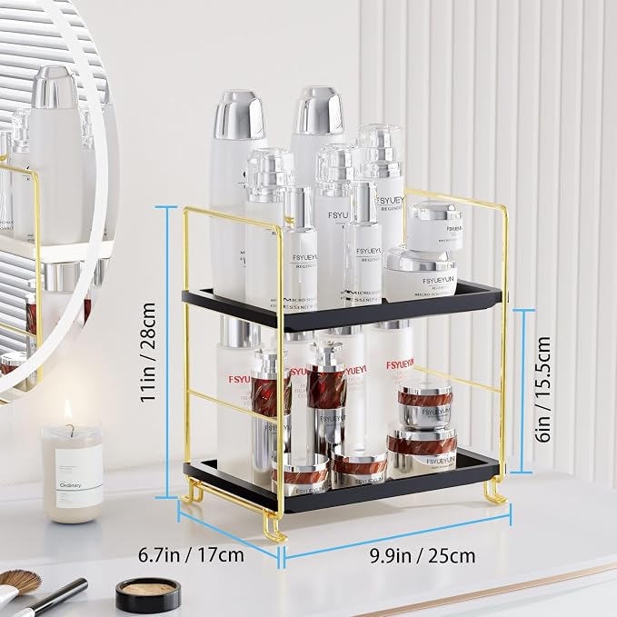 FSyueyun 2-Tier Bathroom Countertop Organizer, Makeup Organizer for Vanity - Image 2