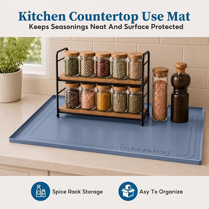 Waterproof Under Sink Mat 34"x22", Silicone Mat, Dark Blue - Image 9