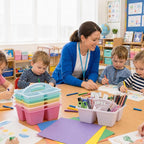 6 Pack 4 Compartment Classroom Caddy with Handle, Pink Purple - Image 5