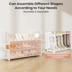 VILICK Shoe Rack for Closet Shoe Organizer Space Saver Storage for 12-15 Pair Shoe Shelf with Hook Free Standing 3 Tier Shoe Rack Organizer for Entryway, Small Spaces, White - Image 5