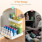 YJHome 2 Pack Expandable Under Sink Organizer, 2 Tier Pull Out Cabinet Organizer with Smooth Ball Bearing Slides, Adjustable Height Cabinet Storage Shelves for Kitchen, Bathroom, Laundry, Pantry - Image 5