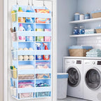Blue Over the Door Organizer 5 Tiers, Extra Large Behind Door Storage of 10 Compartments, 80 lbs Weight Capacity Hanging Storage Organizer with Clear Window Kids Toys, Shoes, Diapers, Room storage - Image 5