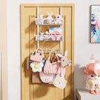Consumest Over The Door Hooks Organizer - 3 Tier Door Hanger with 9 Coat Hooks & 2 Mesh Basket, Back Storage Organizer Hanging Towels for Bathroom, Bedroom, White - Image 5