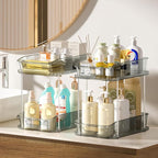 Delamu 2-Tier Under Sink Organizers and Storage, Multi-Purpose Stackable Bathroom Cabinet organizers, Pull Out Kitchen Pantry Organization and Storage with Dividers(2 Pack, Grey) - Image 6