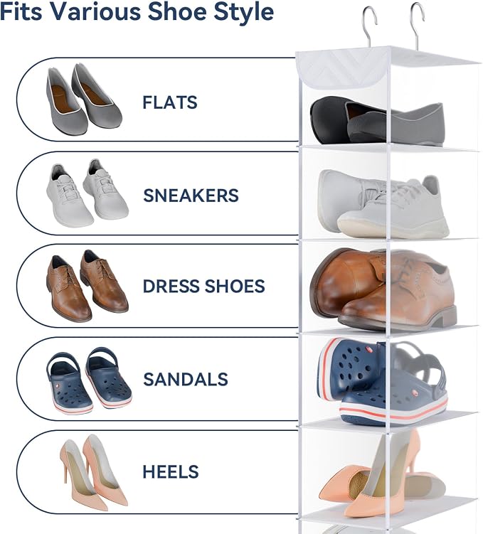 Whitmor 10 Section Hanging Shoe Shelf - Image 4