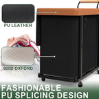 Laundry Hamper 3 Section with Lid,230L Rolling Dirty Clothes Hamper Black - Image 4