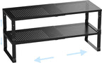 Cabinet Shelf,Expandable Adjustable Stackable Kitchen Organizer,for cabinets, Kitchens, countertops, bathrooms Shelf Organizer (2Packs/Black,Medium) by Ipotivespaceorganization