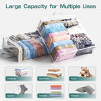 5PACK Plastic Clothes Storage Bag with Zipper, 22L Clear Storage Bags for Stationery and Clothes Organisers for Bedding, Blankets, Comforters, Books, DVD & CD (White) - Image 3