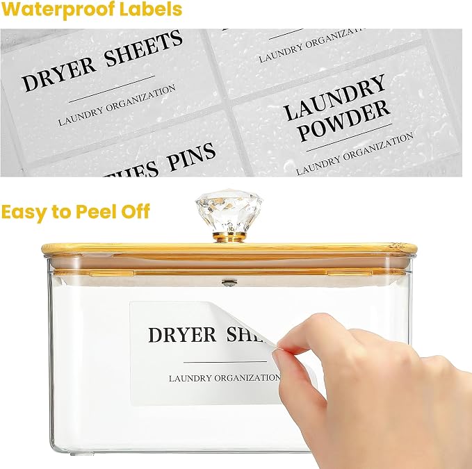 4 Pack Clear Laundry Pods Container & Dryer Sheet Holder Set with Lid, Laundry Containers with Scoops & Labels, Laundry Room Organization and Storage for Laundry Detergent, Pods, Powder, Beads - Image 4