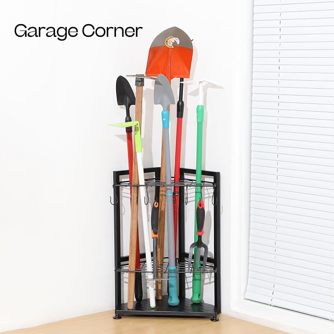 UU-Major Garden Tool Organizer,Yard Tool Rack Heavy Duty,Free Standing for Garage Corner,Garage Organization,Garage Organizers and Storage,Garden Tool Holder for Lawn,Shed,Outdoor,Metal - Image 2