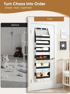 Criusia 2 Pack Over the Door Organizer, Heavy-Duty 6-Shelf Hanging Storage with 13 Mesh Pockets, 55lbs Capacity Behind the Door Storage for Nursery, Bathroom, Bedroom, and Dorm, Black - Image 7