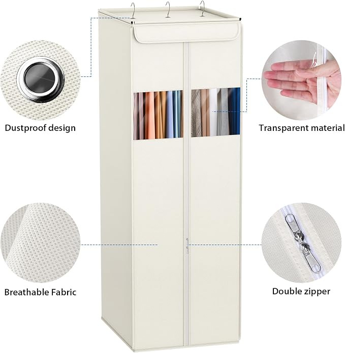 Zilink Hanging Garment Bag Garment Bags for Hanging Clothes 54 in, Beige - Image 6