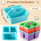 6 Pack Plastic Classroom Organizer Caddy with Handle, Classic - Image 2