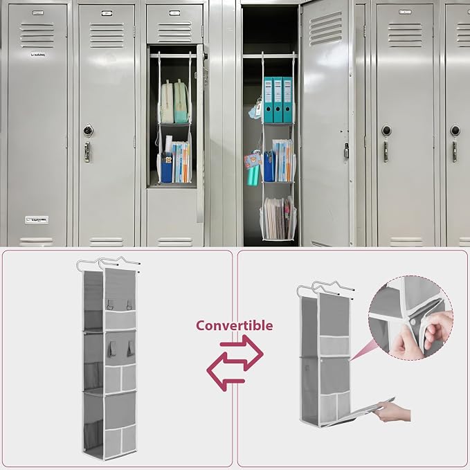 LOVEGRASS 3 Shelf Locker Organizer with Side Pockets, White and Grey - Image 5