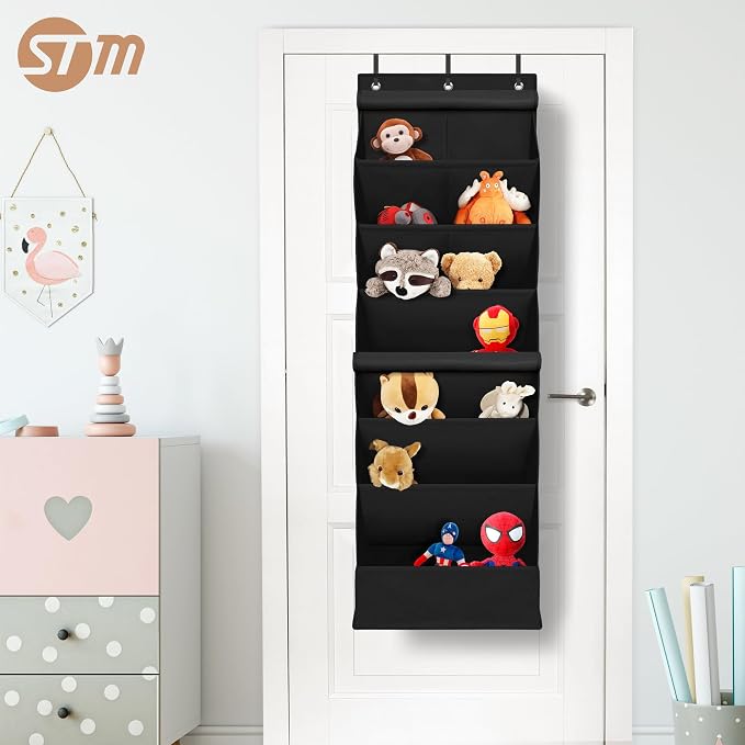 STORAGE MANIAC Over the Door Shoe Organizer with Curtain Dustproof Heavy-Duty Large Deep Pocket Hanging Shoe Organizer for Closet Dorm & Narrow Door Storage Shoe Holder Shoe Rack, 7-Shelf Black 1 Pack - Image 8