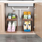 MHXW SXPN Bamboo Under Sink Organizer, 2 Pack Pull Out Cabinet Organizer - Image 5