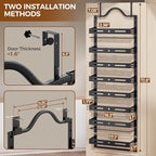 8-Tier Pantry Door Organizer, Large 2 IN 1 Wall Mount or Over The Door Pantry Organizer, Pantry Door Spice Rack with Adjustable Baskets, Over Door Organizer for Kitchen,（72.6×17.1×5.1in,Black) - Image 2