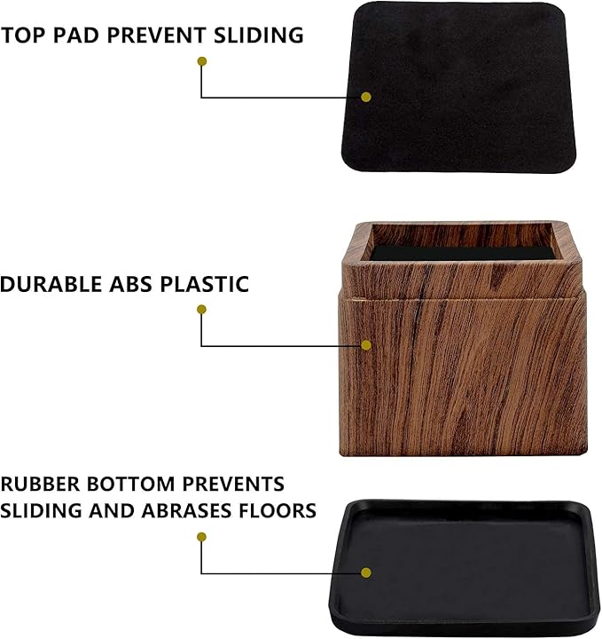 BTSD-home Wood Bed Risers 3 Inch, 4 Pack - Image 3