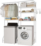VEVOR Over The Washer and Dryer Storage Shelf, 6 Tier Laundry Room Drying Rack with Hanger Rod and Hooks, Adjustable Over Washer and Dryer Shelves, Laundry Room Shelf Storage Space Saver, White by VEVOR