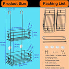2-Tier Shower Caddy Hanging Shower Organizer Rack with Hooks Over The Door - Image 6
