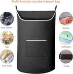 SAVERHO Black Hanging Laundry Hamper Bag, XL Door Hanging Hamper with Large Opening Laundry Hamper Storage Bag Large Size 36X22 Inch (Black) - Image 7