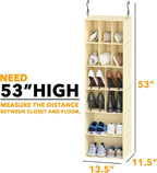 SpaceAid 2 Pack Hanging Closet Organizer and Storage with Dividers, 24 Compartments Hanging Shoe Shelves for Closet, Wardrobe, RV, Garment Rack - Beige - Image 2