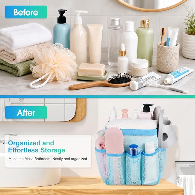 Mesh Shower Caddy Portable - 9 Pockets for College Dorm Room Essential - Image 6
