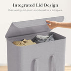 Lifewit 65L Laundry Basket with Lid and Long Handles, Grey - Image 3