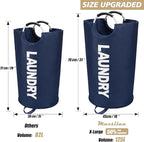 Maxsilan 125L X-Large Laundry Basket, Freestanding Tall Clothes Hamper, Collapsible Laundry Bag, Dark Blue - Image 3