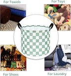 MAIZMZ 3 Pack Sage Checkered Storage Baskets Kids Hamper,Girls Room Decor,15.7"D x13.3"H, Waterproof Lining,Collapsible for Laundry, Toys, Clothes, Gift Set - Image 7