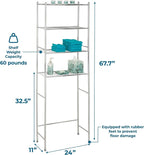 Honey-Can-Do 4-Tier Over-The-Toilet Storage Shelf - Space-Saving Steel Bathroom Restroom Organizer with Neutral Chrome Finish, Ideal for Towels, Toiletries, & Essentials - 24"W x 68"H x 11"D - Image 3