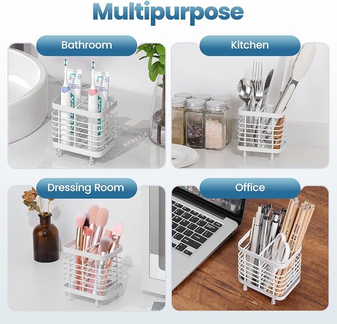 Luxspire Toothbrush Holders for Bathroom, Stainless Steel, 2 Slots, White - Image 8