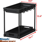 Simple Houseware 2-Tier Standard Under Sink Storage Organizer, Black - Image 7