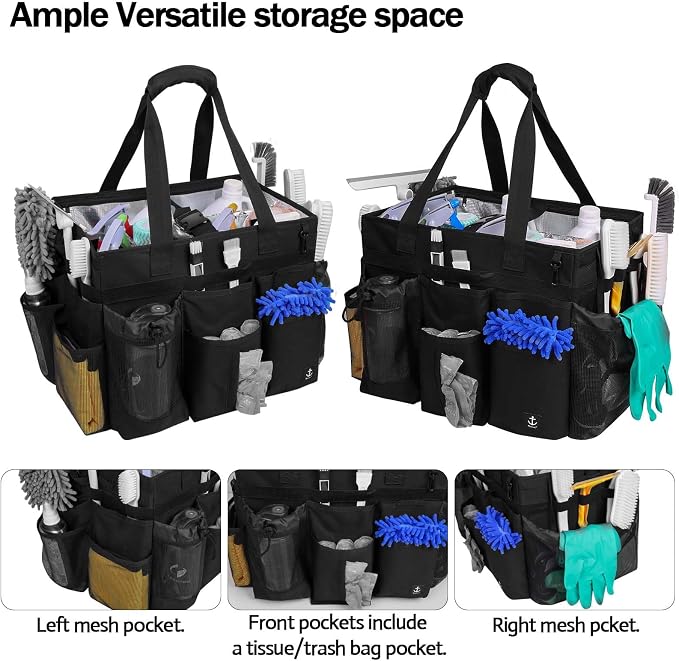Rolling Cleaning Caddy Bag Built-in Hard Plastic Sheet Detachable Trolley - Image 8