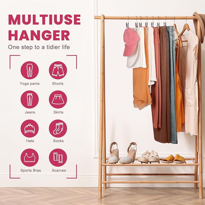 50 Pack Pants Hangers with Clips,Legging & Jean Hangers for Closet Hanging | Space Saving Clip Hangers for Yoga Pants, Jeans, Shorts, Skirts and Hats,Closet Organizers and Storage, Pink - Image 5