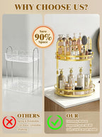 360°Rotating Makeup Organizer, Gold Bathroom Organizer Countertop - Image 7