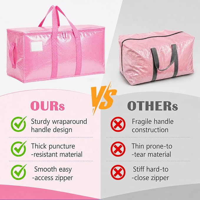 Songrey Extra Large Heavy Duty Moving Bags, 12 Pack, Pink - Image 4