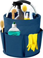 Cleaning Caddy with Handle, 17L Foldable Cleaning Supplies Organizer, Portable Storage Basket, Cleaning Supply Caddy, Multifunctional Cleaning Bucket Bag for Garden, Home, Kitchen (Blue) by Unknown
